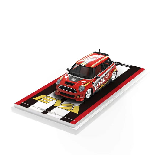Time Micro 1:64 Mini Cooper Racing Edition Diecast Model Car with Display Base