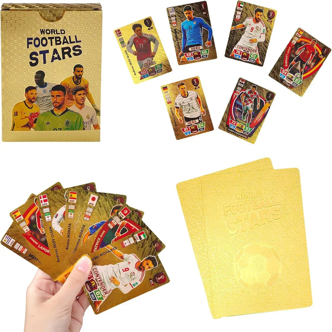 World Cup Football Star Card – 55-Piece Gold Football Trading Cards Set | UEFA Champions League Collector’s Edition for Kids & Fans - 1 Piece - Jaiman Toys