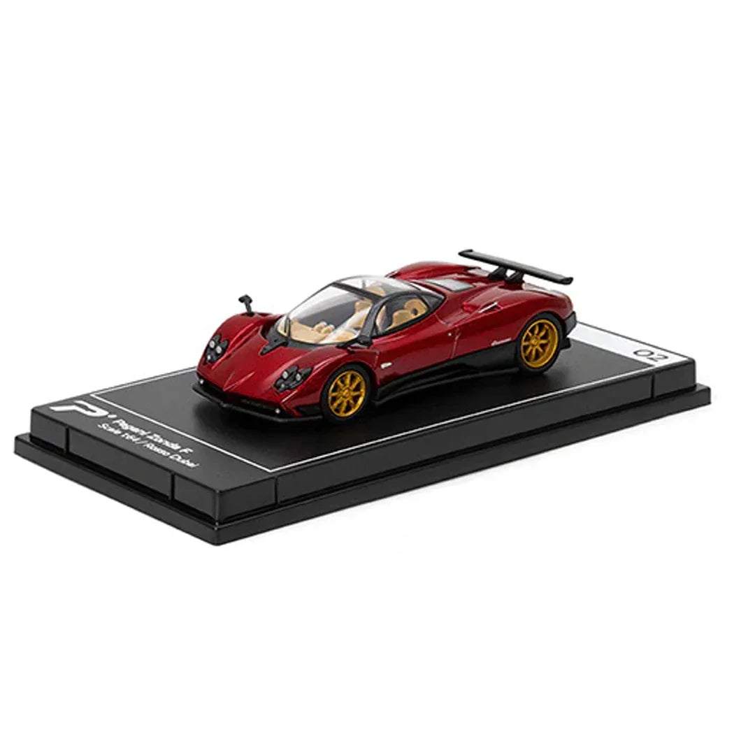 PosterCars Pagani Zonda F with Acrylic Box – Rosso Dubai Red (1:64) Diecast Car Model #2 - Jaiman Toys