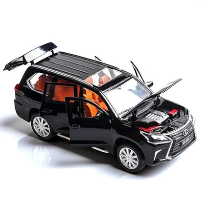 Jinlifang 1:24 Alloy Metal Pull Back Die-Cast Car – Off-Road in Luxury SUV Model Openable Doors with Realistic Sound & Light