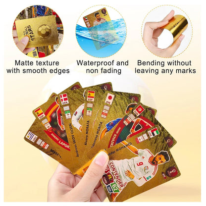 World Cup Football Star Card – 55-Piece Gold Football Trading Cards Set | UEFA Champions League Collector’s Edition for Kids & Fans - 1 Piece - Jaiman Toys