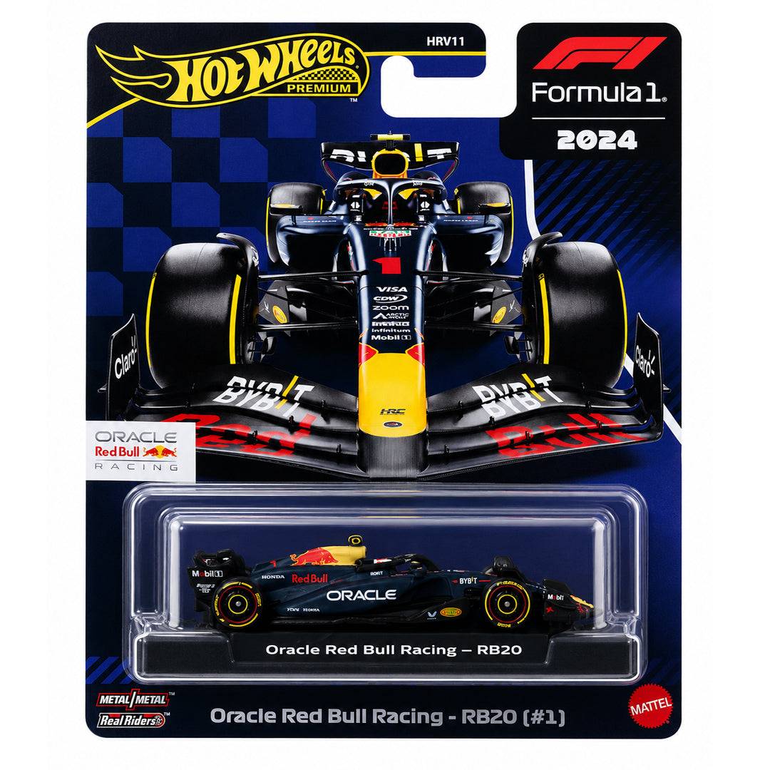 Hot Wheels Premium Formula 1 2024 Oracle Red Bull Racing RB20 #1 | 1:64 Die-Cast Formula One Race Car | Metal/Metal with Real Riders