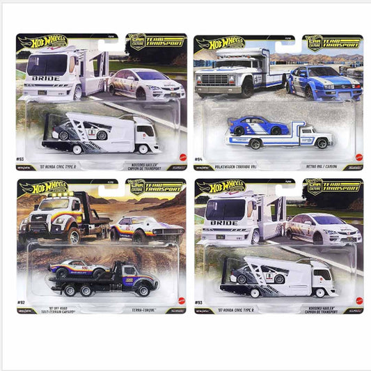 Hot Wheels Team Transport Mix Set Diecast Collection | Nissan Fairlady Z, Honda Civic Type R & Volkswagen Corrado VR6 | Premium Car Culture Transport Series