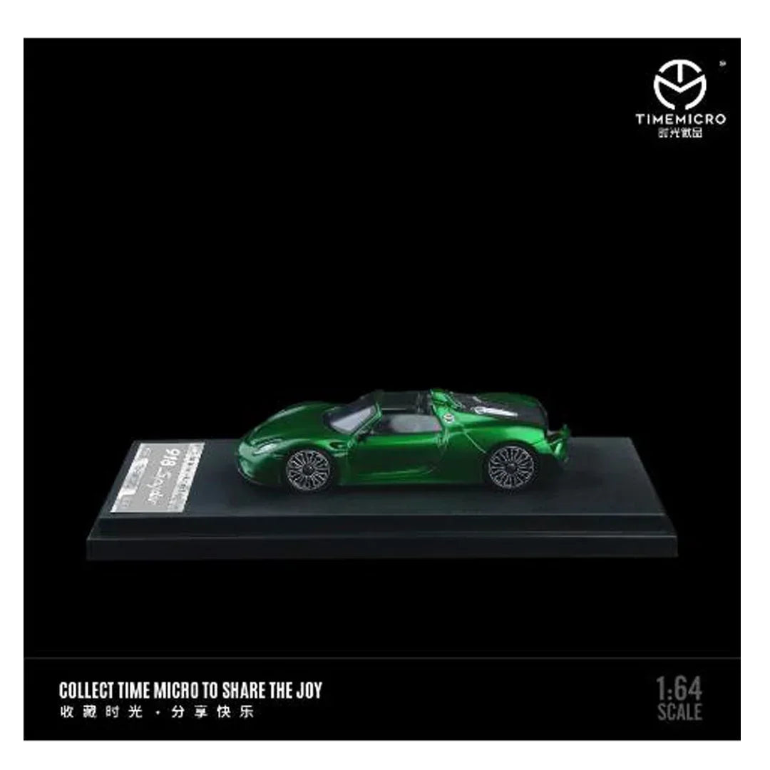 TimeMicro 1:64 Porsche 918 Spyder Solid Metal Green Diecast Model