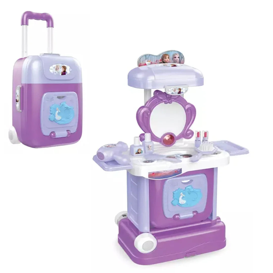 Frozen Princess Beauty Vanity Suitcase Playset with Mirror & Accessories with sound