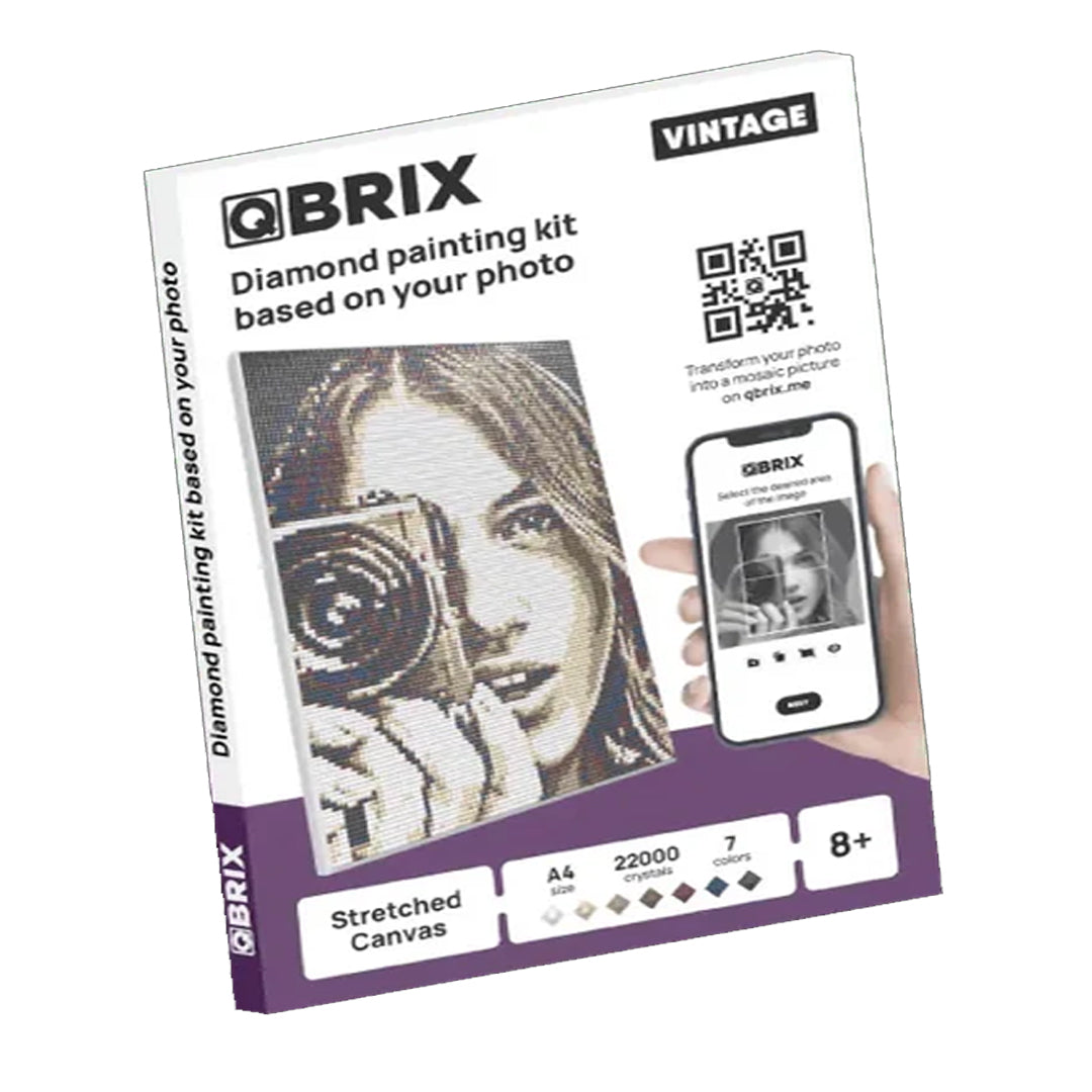 QBRIX A4 Vintage Personalised Diamond Painting Mosaic Art , 22000 Crystals| DIY Custom Craft Kit