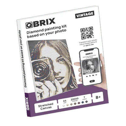 QBRIX A4 Vintage Personalised Diamond Painting Mosaic Art , 22000 Crystals| DIY Custom Craft Kit