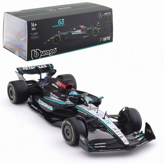 Bburago 1:24 Mercedes-AMG W15 #63 George Russell 2024 F1 Diecast Model Car – Official Licensed Formula 1 Replica