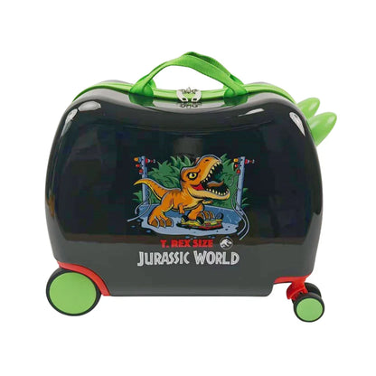 STRIDERS Jurassic World T-Rex Kids Travel Trolley Suitcase – Lightweight Ride-On Cabin Luggage with Wheels & Handle