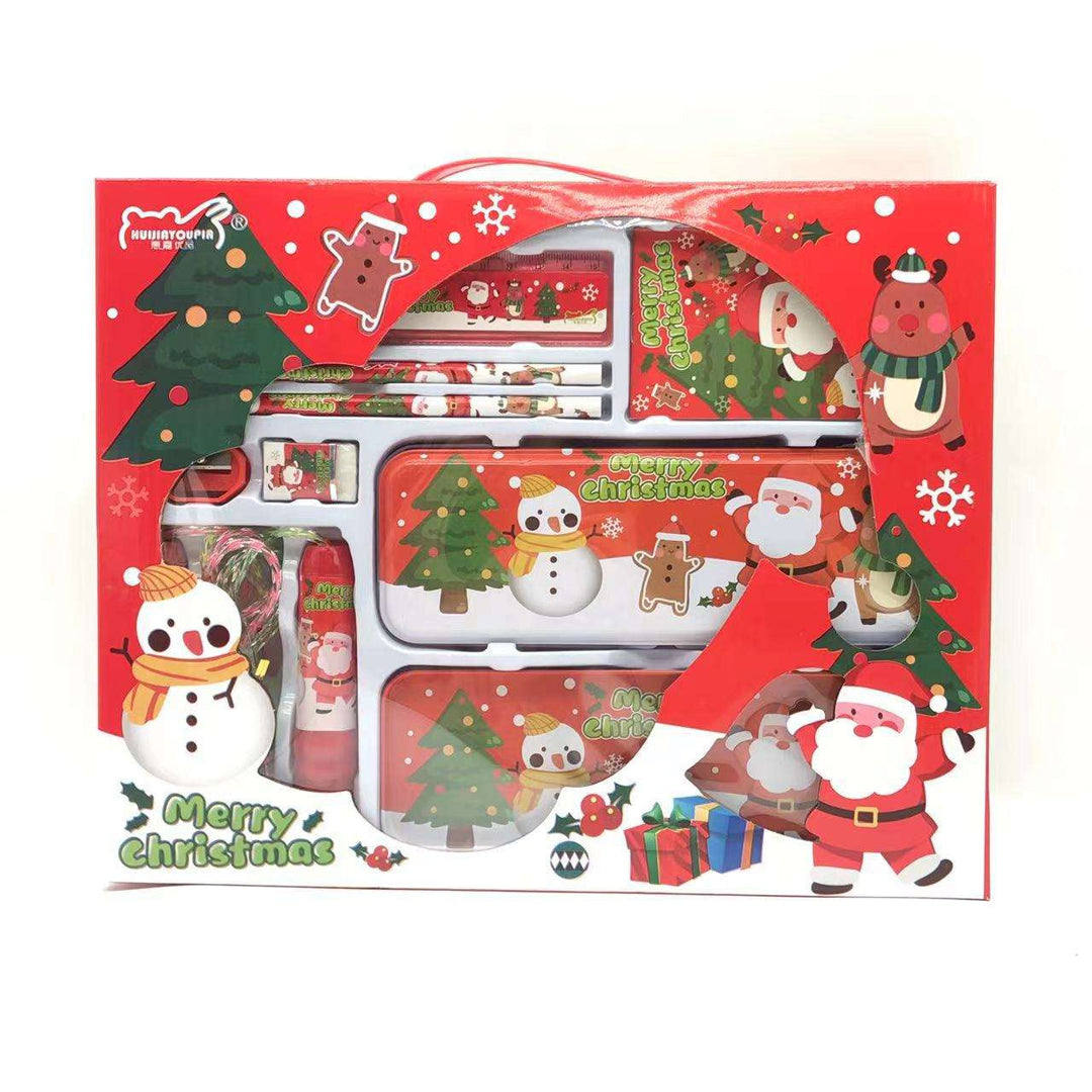 Christmas Stationery Gift Set for Kids | 10-Piece Merry Christmas Pencil & Accessories Set – Holiday Gifting Pack