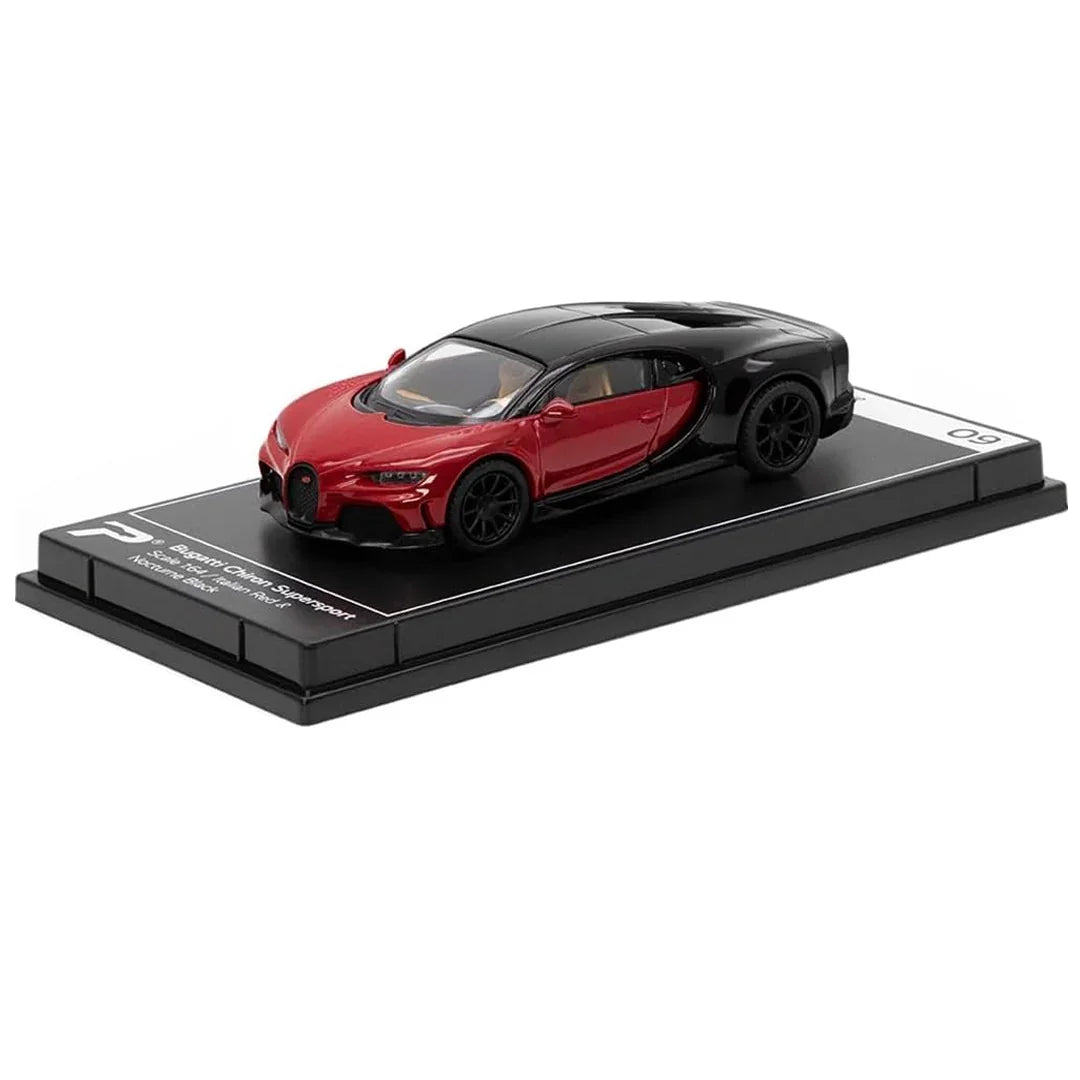 PosterCars 1:64 Bugatti Chiron Supersport – Red & Black - Blister Pack | Hypercar League Premium Diecast Collectible - Jaiman Toys