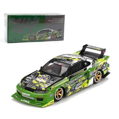 Mini GT 1:64 Nissan LB-Super Silhouette S15 Silvia #555 V2 2024 Formula Drift Japan RHD – Diecast Scale Model Car Collectible