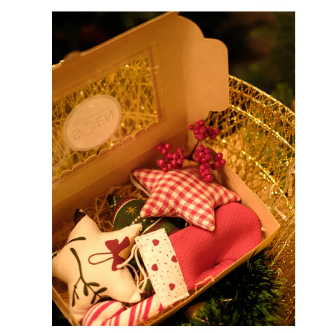 SWEN Jonas Set of 5 Soft Fabric Ornaments | Cozy Festive Decorations for Christmas Trees & Home Décor