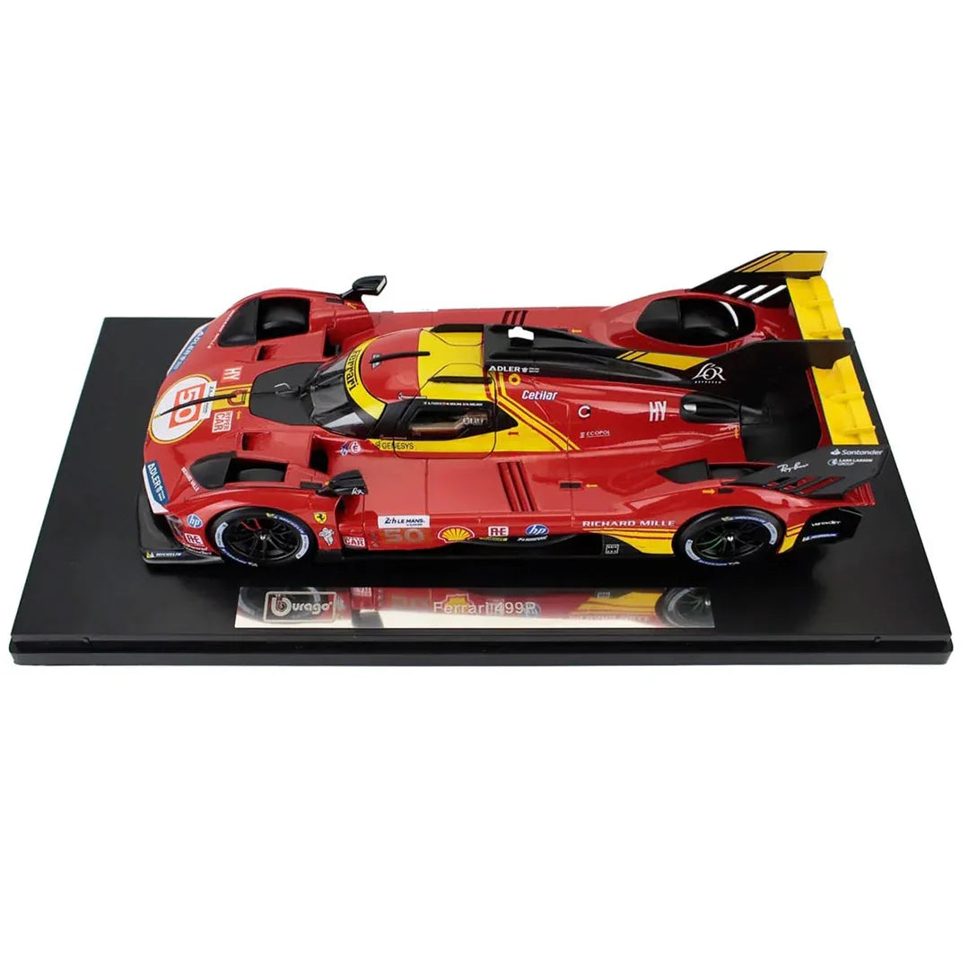 Bburago Ferrari 499P Le Mans 2024 Winner No.50 AF Corse 1:18 Diecast Model Car – 3.0L Turbo V6 with Showcase