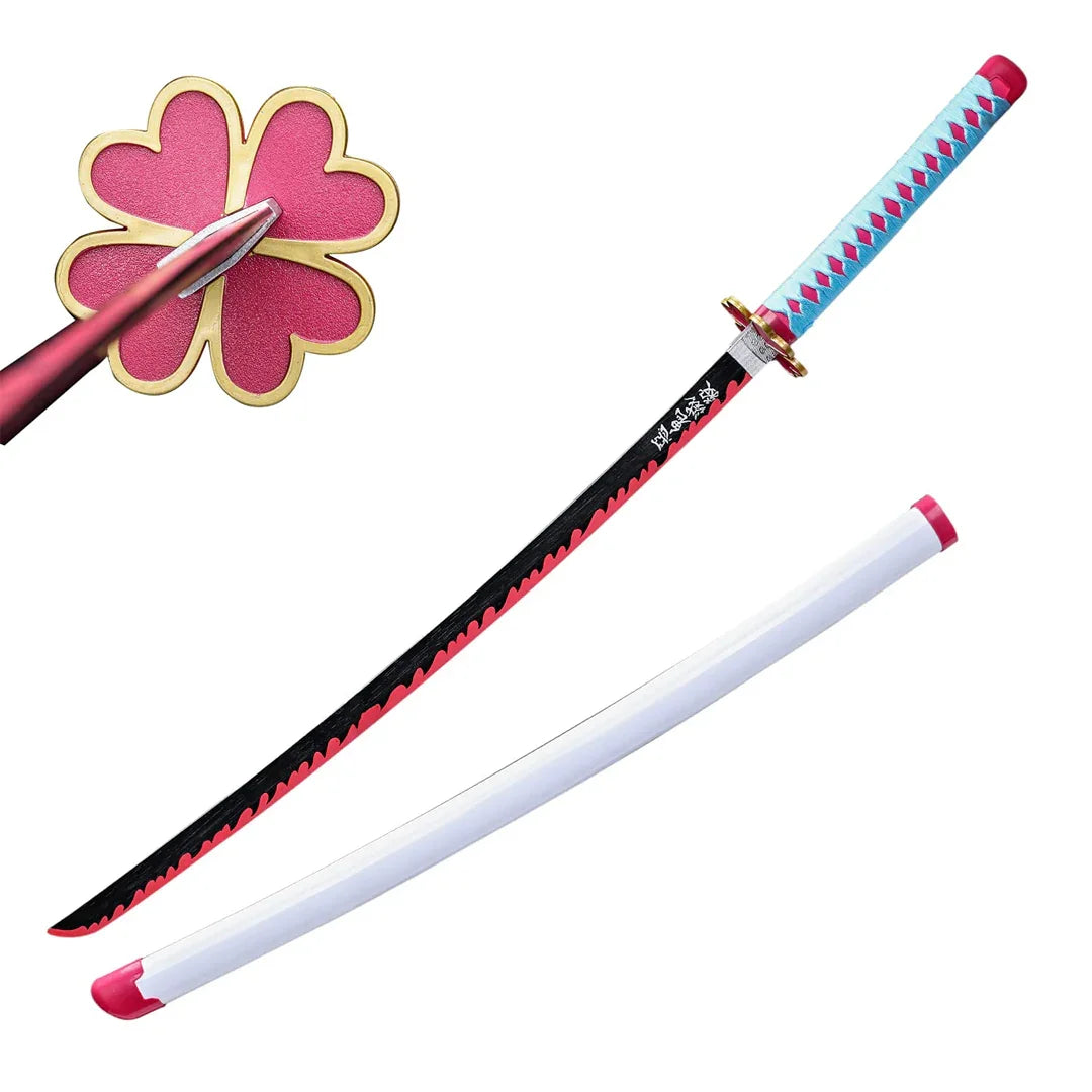 Demon Slayer Mitsuri Kanroji Sword – Love Hashira Wooden Katana | Anime Cosplay Samurai Sword for Kids & Collectors (Pink & Aqua Handle, 104cm)