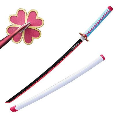 Demon Slayer Mitsuri Kanroji Sword – Love Hashira Wooden Katana | Anime Cosplay Samurai Sword for Kids & Collectors (Pink & Aqua Handle, 104cm)