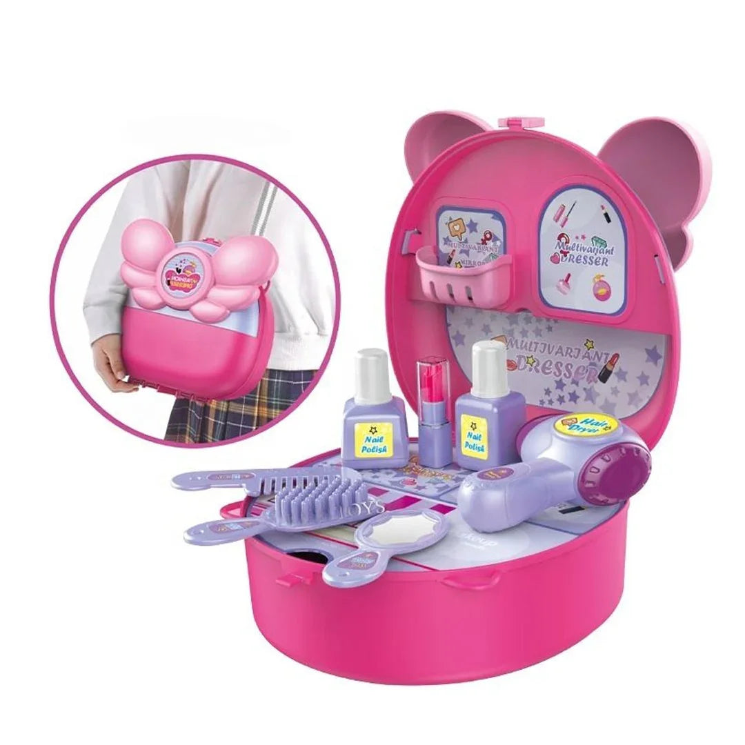 Mini Fashion Dresser Suitcase for Kids with Sound | Makeup & Beauty Play Set (Pink)