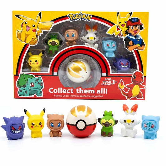 Pokémon Mini Figures & Poké Ball Gift Set | 7-Piece Collectible Character Toy Pack
