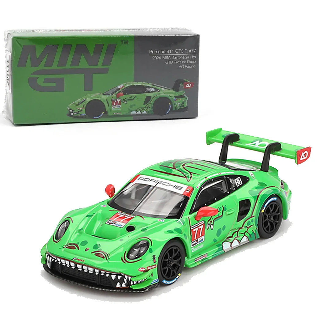 Mini GT 1:64 Porsche 911 GT3 R #77 – 2024 IMSA Daytona 24H GTD Pro 2nd Place Diecast Model - Jaiman Toys