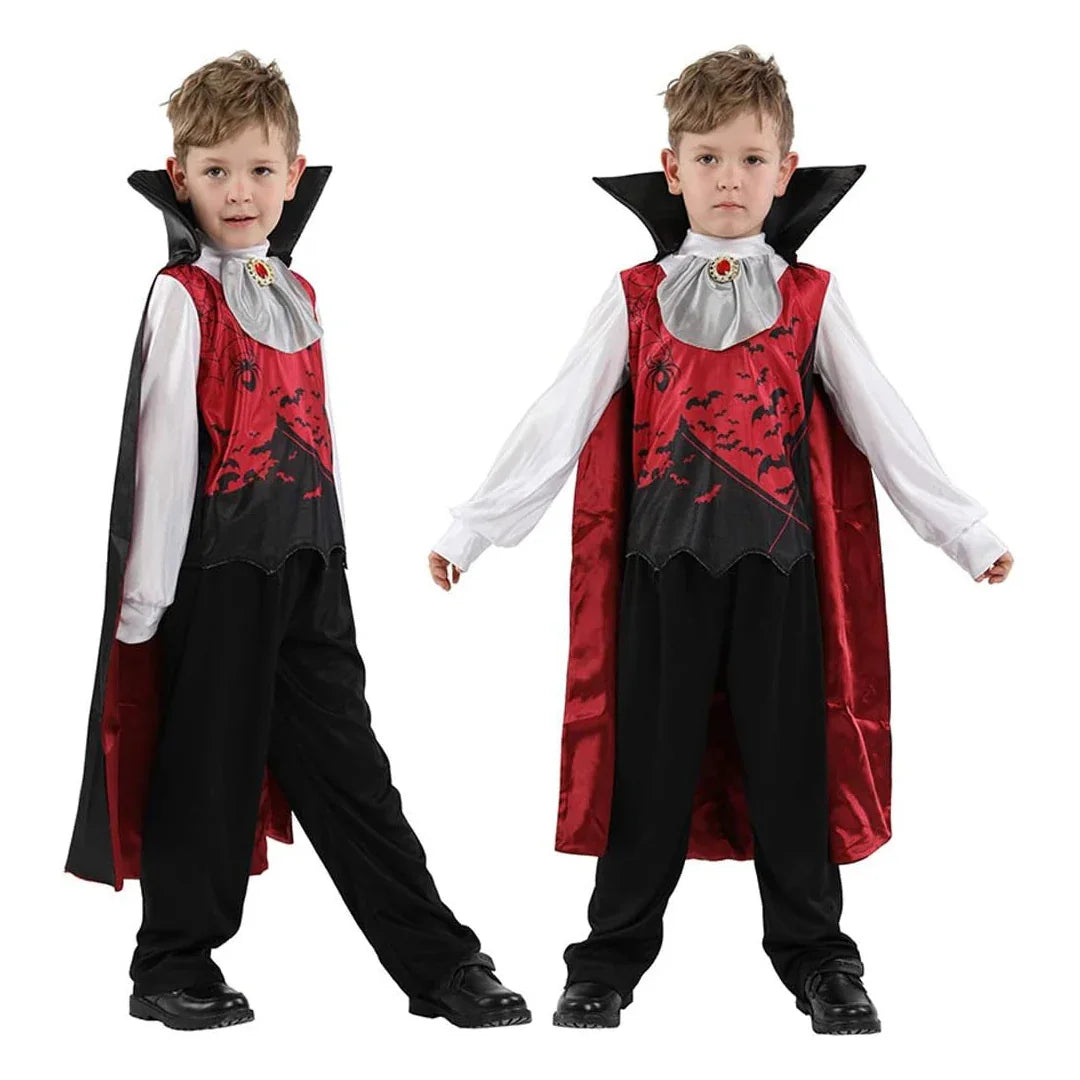 Kids Vampire Earl Halloween Costume with Cloak – Blood Bat Boy Outfit