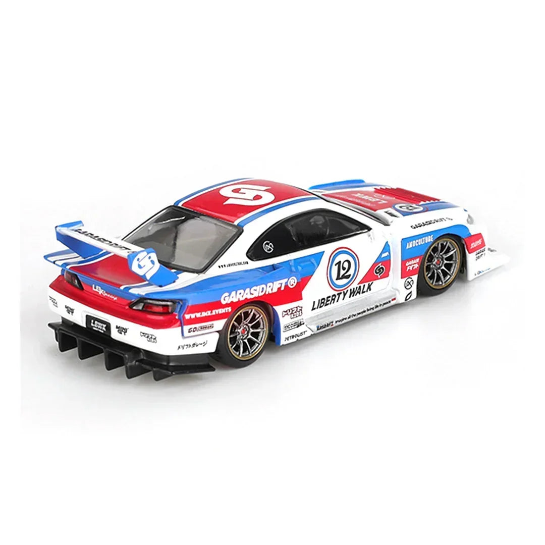 Mini GT 1:64 Scale #1887 LB★WORKS Lamborghini Aventador Limited Edition Matte Black+ Nissan LBWK S15 Silvia GARASIDRIFT 2025 Die-Cast Model Cars