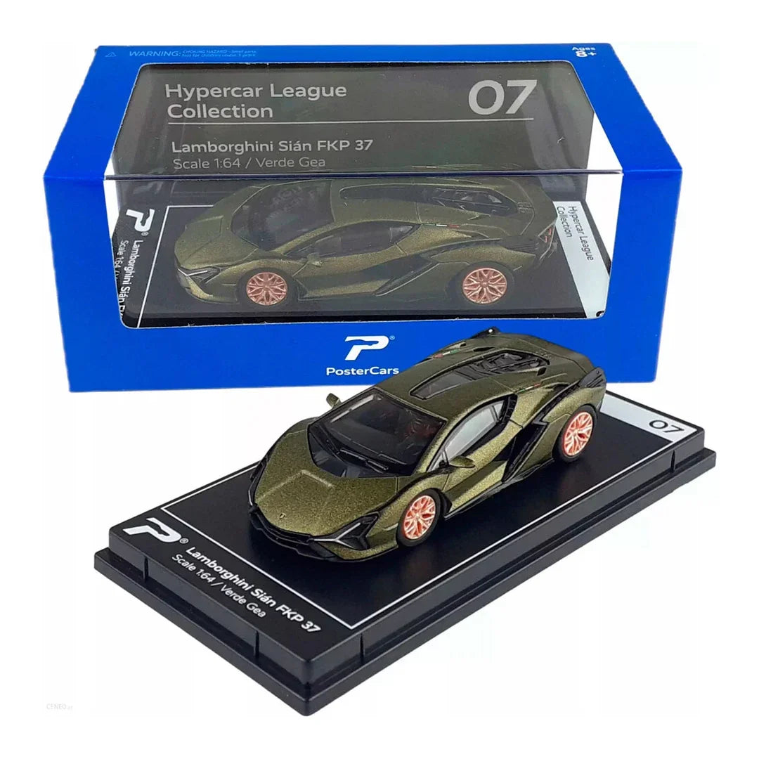 PosterCars 1:64 – Lamborghini Sián FKP 37 -07 (Verde Gea) with Acrylic Box | Hypercar League Collection - Jaiman Toys