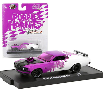 M2 Machines 1:64 1970 Ford Mustang Boss 429 “Purple Hornies” Diecast Model Car