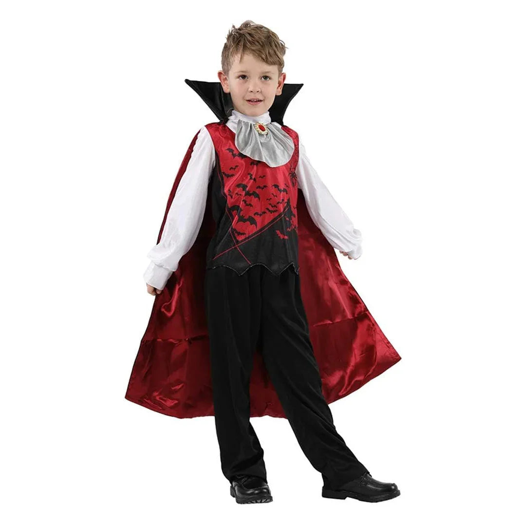 Kids Vampire Earl Halloween Costume with Cloak – Blood Bat Boy Outfit