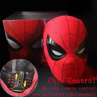 SpiderVision Luxe Mask – LED Chin Control with Moving Eyes Spider-Man Mask - Jaiman Toys