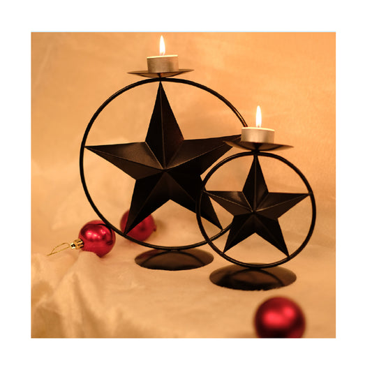 Clara Star-Shaped Iron Candle Holder Pair – Stylish Modern Home Décor Set - 1 Pair