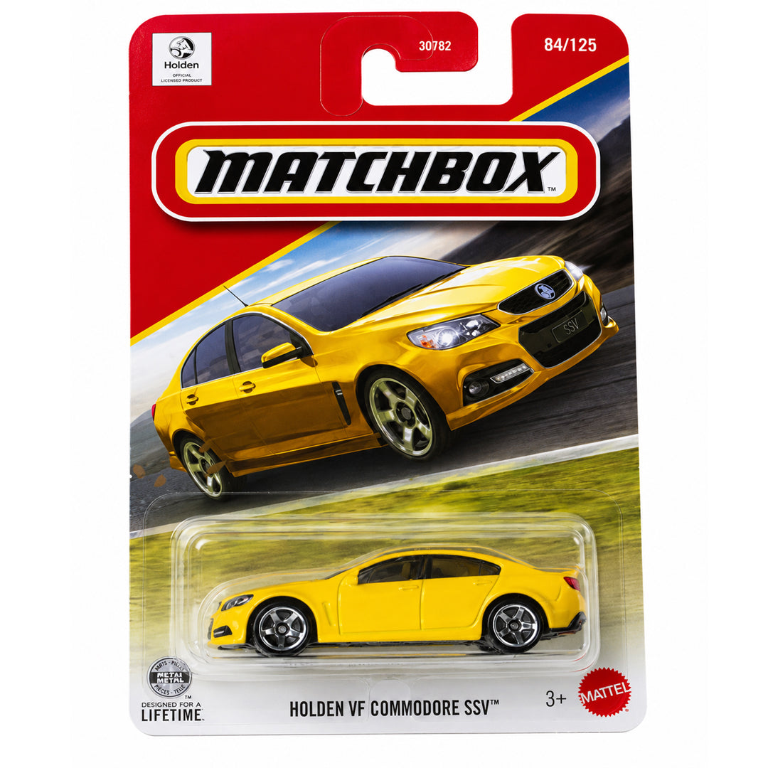 Matchbox 1:64 Holden VF Commodore SSV Die-Cast Car | Yellow | Metal Collectible Vehicle