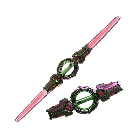 Fire Spiral Sword Double-Edged Rotating LED Lightsaber Toy with Colorful Lights (Assorted Colours)