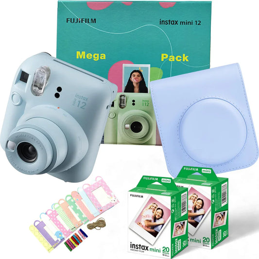 Instax Mini 12 Mega Pack – Giftable Box with Camera, Case, Films & Display Kit! - Blue - Jaiman Toys