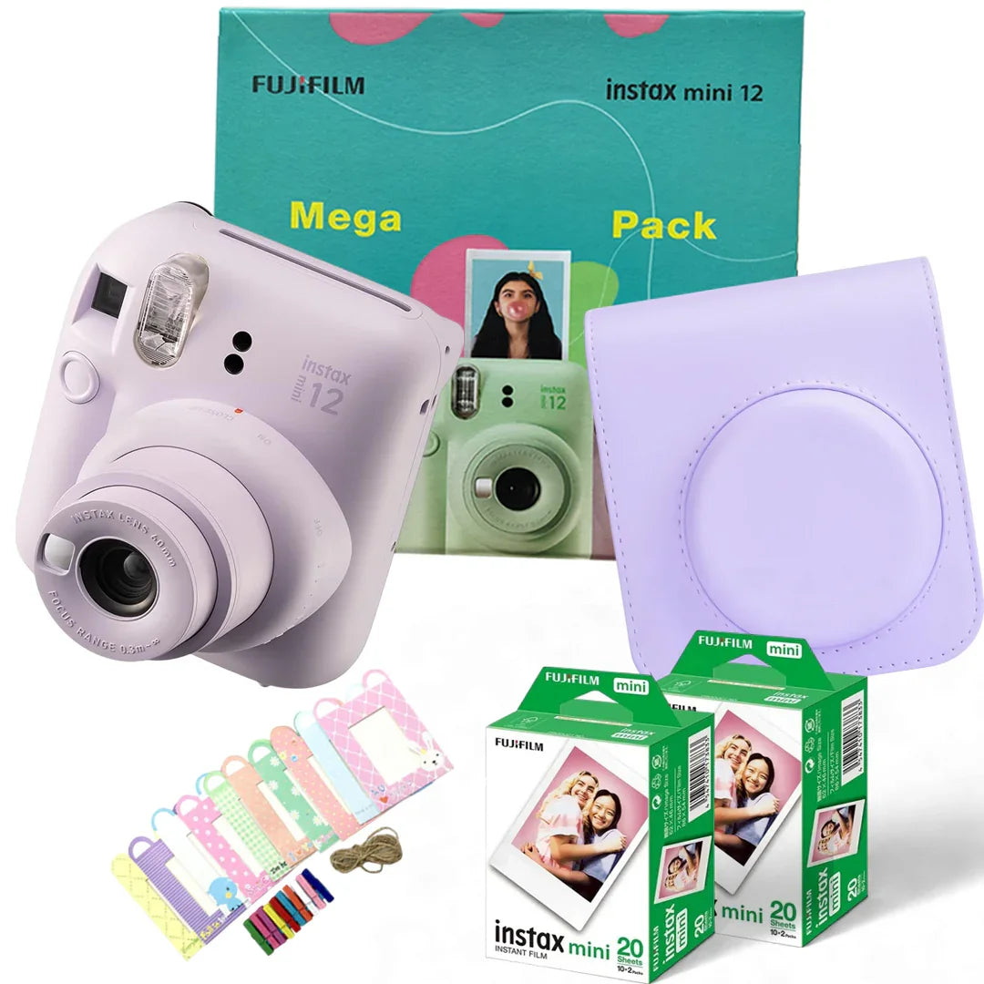 Instax Mini 12 Mega Pack – Giftable Box with Camera, Case, Films & Display Kit! - Lilac Purple - Jaiman Toys