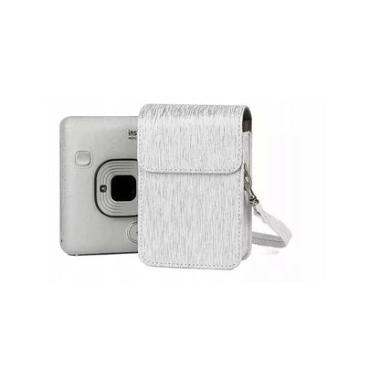 Protective PU Leather Case for Fujifilm Instax Mini LiPlay – Compact Camera Bag with Shoulder Strap-Silver - Jaiman Toys