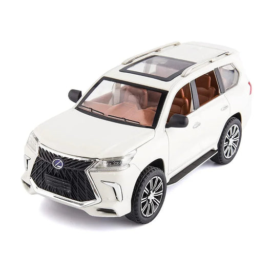1:24 Lexus LX 570 Luxury SUV Die-Cast Model Car – Zinc Alloy Pull Back Toy Car with Openable Doors, Sound & Light (White) - Jaiman Toys