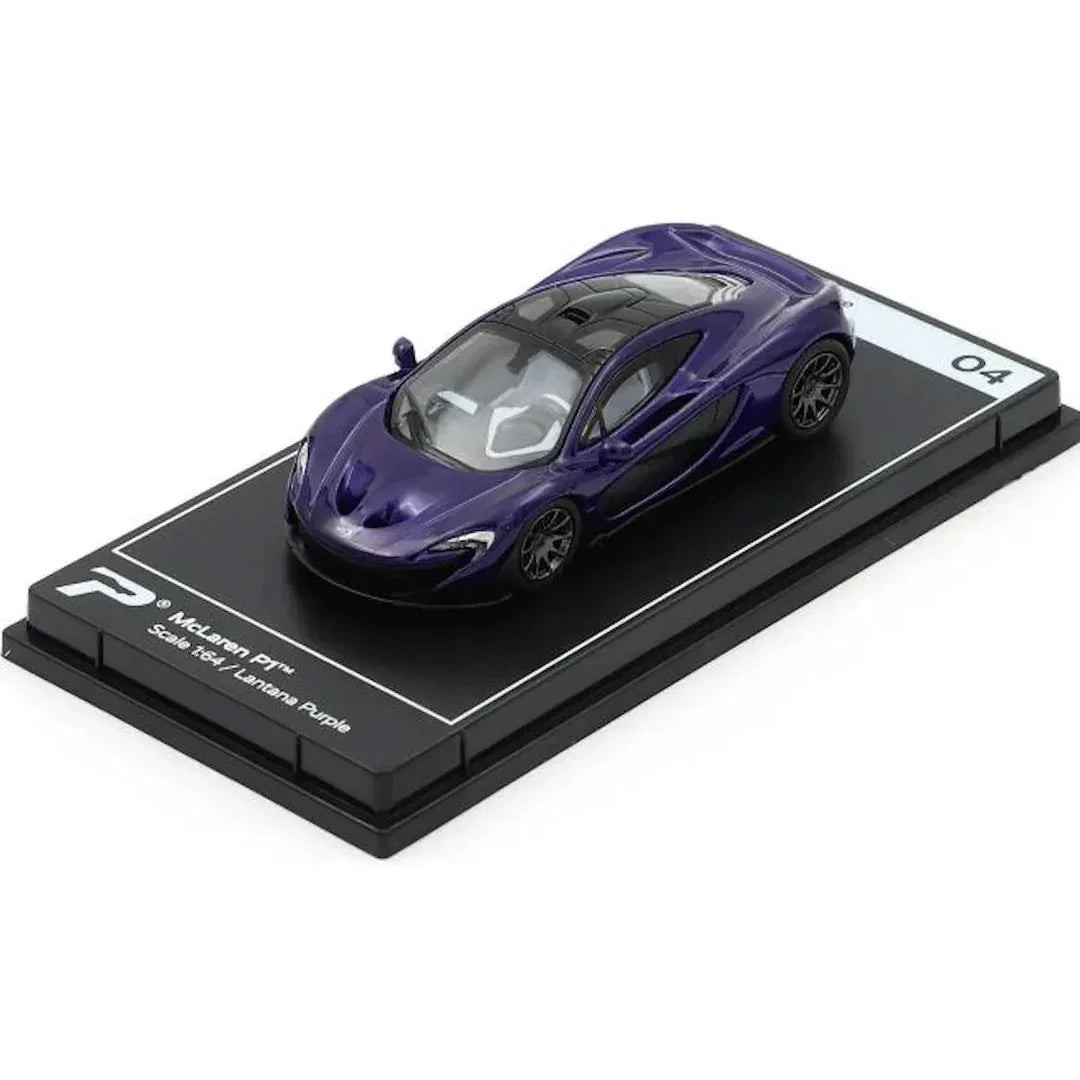 PosterCars H04 – McLaren P1 with Acrylic Box (Lantana Purple) 1:64 Diecast Car Model - Jaiman Toys