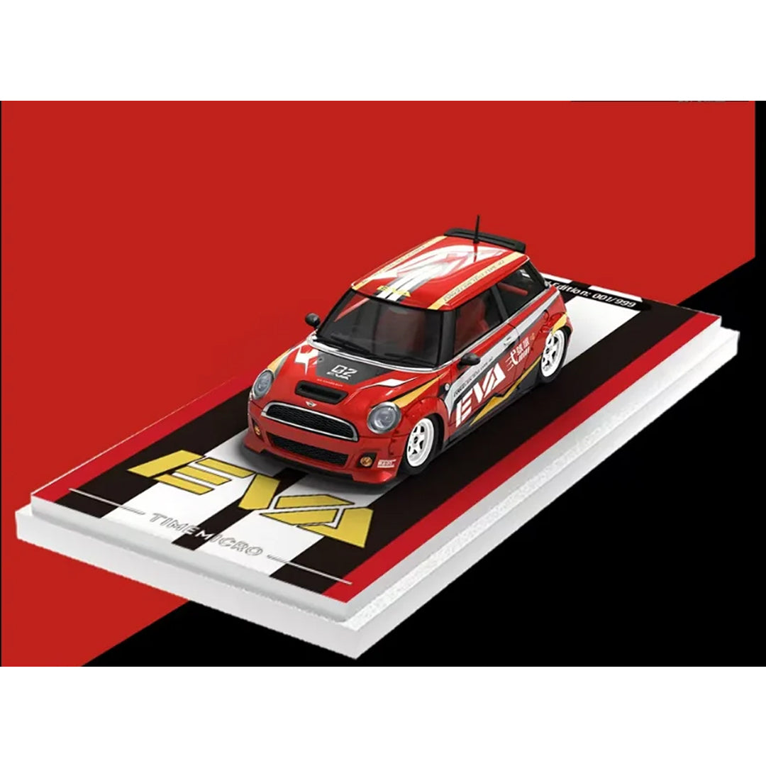 Time Micro 1:64 Mini Cooper Racing Edition Diecast Model Car with Display Base