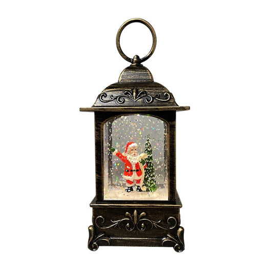 Christmas LED Lantern with Santa Scene | Snowfall Glitter Lamp for Holiday Home Décor