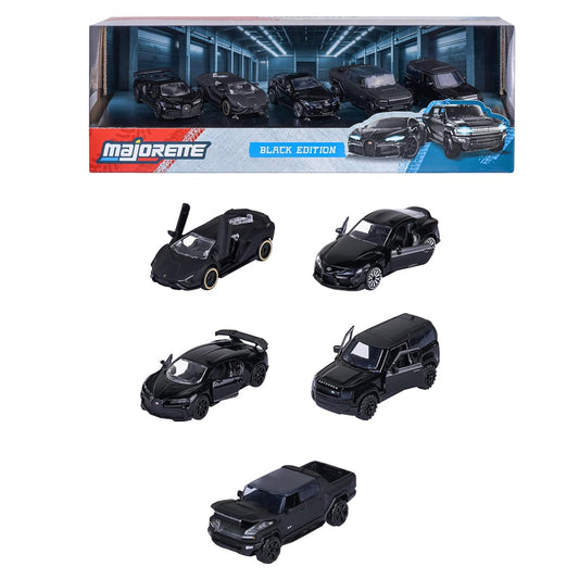 Majorette Black Edition Die-Cast Car Set (5 Cars) | Premium All-Black Models | Metal Body | 1:64 Scale | 3+ Years