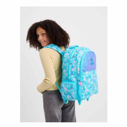 Smiggle Stitch 18-Inch Trolley Backpack for Kids – Colorful Disney Stitch School Bag with Light-Up Wheels & Extendable Handle