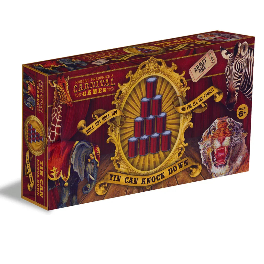 Carnival Games Tin Can Knock Down Set by Robert Frederick | Classic Family Game for Indoor & Outdoor Play | Fun Party Activity for Kids & Adults | Age 6+