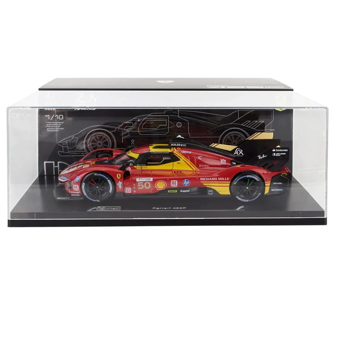 Bburago Ferrari 499P Le Mans 2024 Winner No.50 AF Corse 1:18 Diecast Model Car – 3.0L Turbo V6 with Showcase