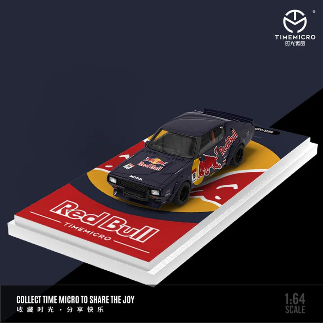Time Micro 1:64 Nissan Skyline Hakosuka Red Bull Livery Diecast Model with Display Base & Figure