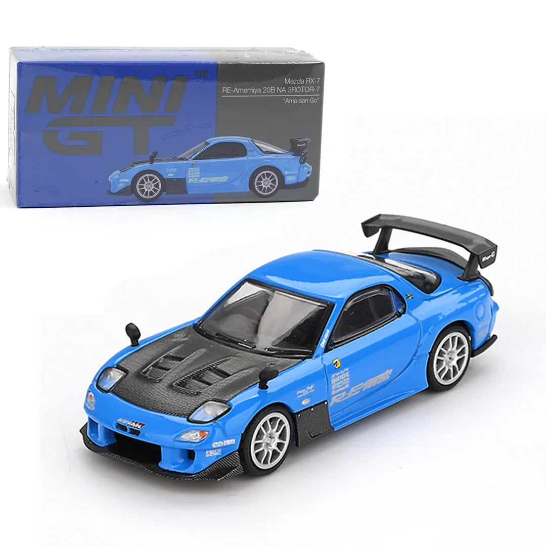 Mini GT 1:64 BMW M5 Isle of Man Green + Mazda RX-7 Re-Amemiya 20B NA 3-Rotor – 7 Ama-San Go | Die-Cast Duo Set