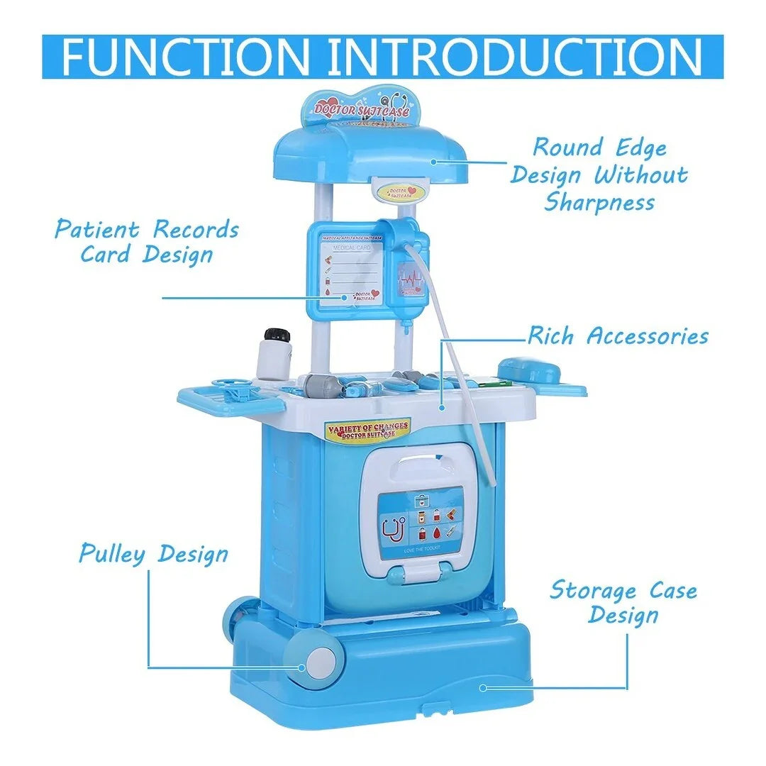 Doctor Play Set Trolley for Kids (29 Pieces) | Medical Kit with Tools & Wheels