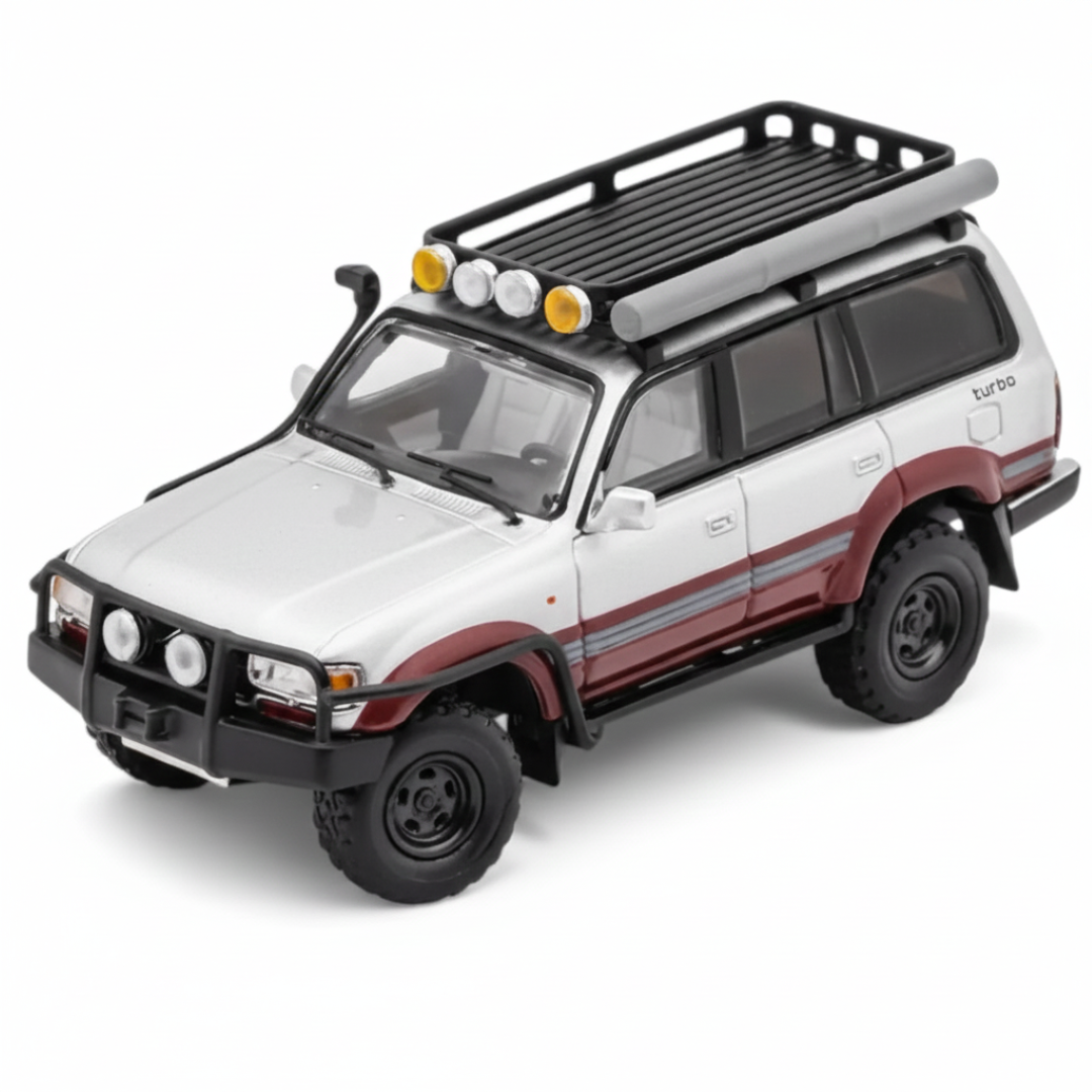 GCD 1:64 Toyota Land Cruiser 80 – LHD Silver/Red | Classic Off-Road Turbo Edition