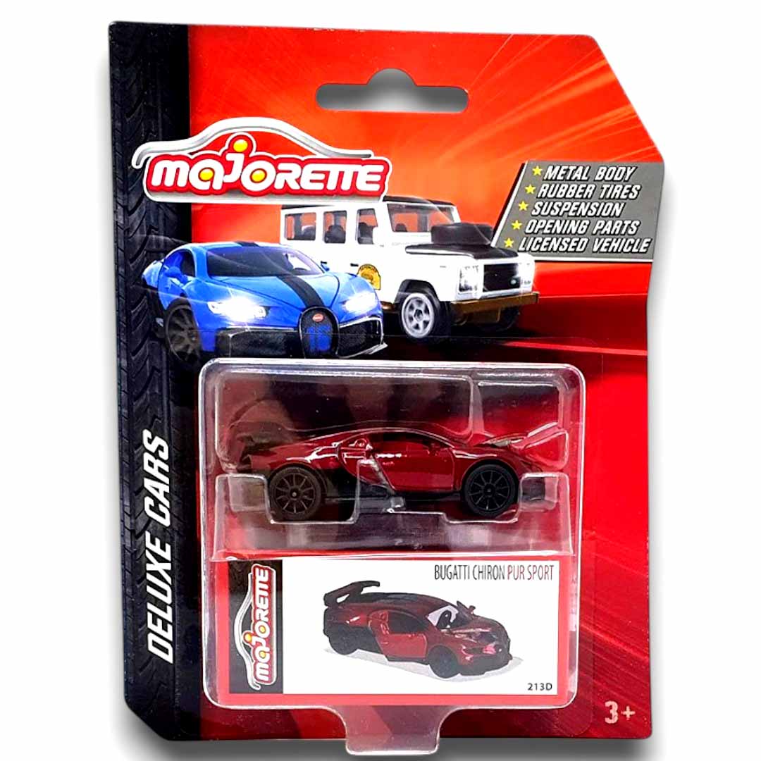 マジョレット BUGATTI Chiron Pur Sport 海外限定品‼️ Majorette 1:64 Bugatti Chiron Pur Sport Red – Deluxe Cars Die-Cast