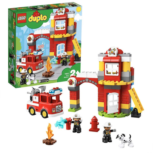 LEGO 10903 Duplo Fire Station Building Blocks Set (76 Pcs) – Educational Construction Toy for Kids, Multi-Color