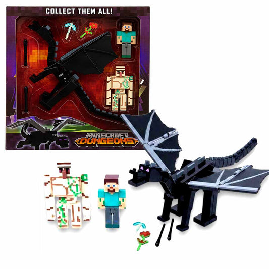 Minecraft Dungeons Ender Dragon Battle Set with Steve, Iron Golem & Accessories